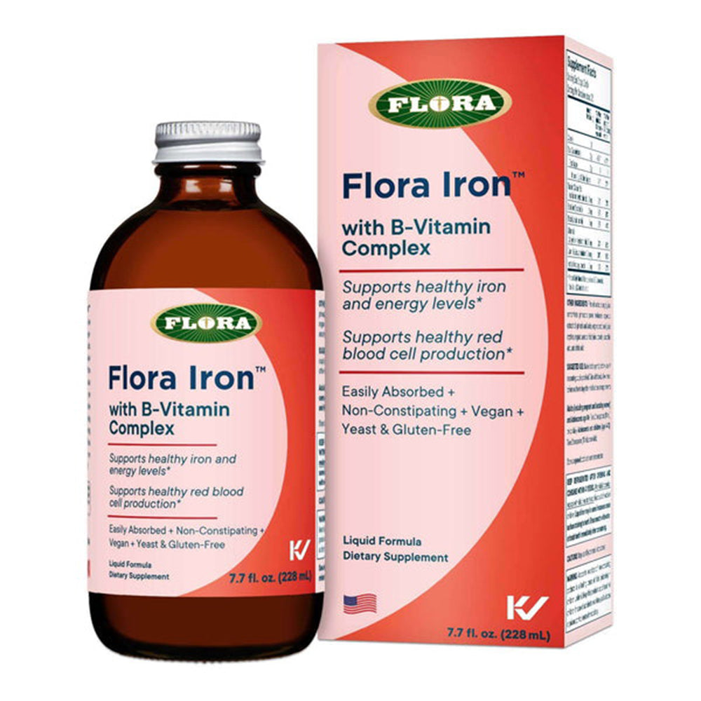 Flora Health Iron Herbal Liquid with B-Vitamin Complex Support Healthy Iron and Red Blood Cell 7.7Oz (228ml)