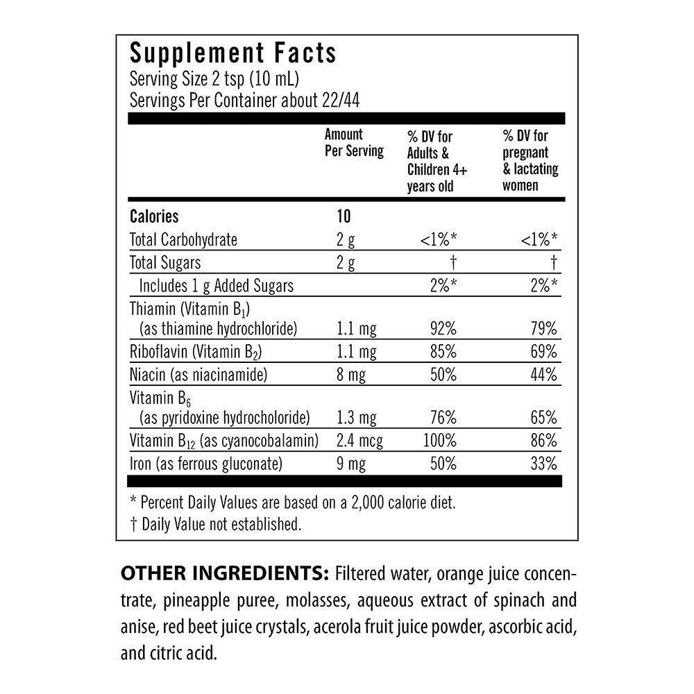 Flora Iron with B-Vitamin Complex, Support Blood Cell Production, 15 Oz