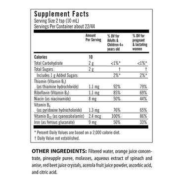 Flora Iron with B-Vitamin Complex, Support Blood Cell Production, 15 Oz