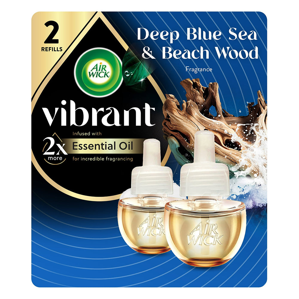 Air Wick Scented Oil Refill Deep Blue Sea and Beach Wood Air Freshener 2Ea