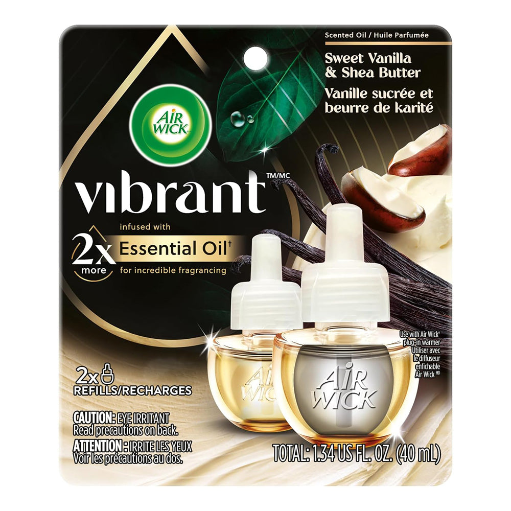 Air Wick Vibrant Refill Sweet Vanilla and Shea Butter Essential Oils 1.34Oz (40ml)