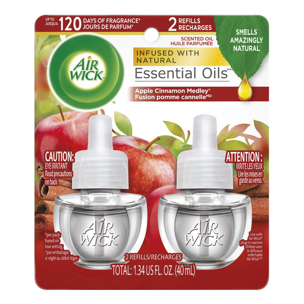 Air Wick Scented Oil Apple Cinnamon Medley Fragrance Air Freshener Refills, 2 Ea