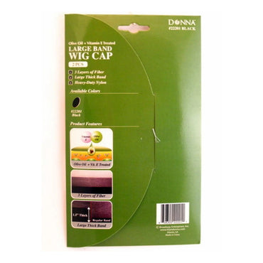 Donna Olive Oil and Vitamin E Treated Large Band Wig Cap, 22201 Black, 2 Ea