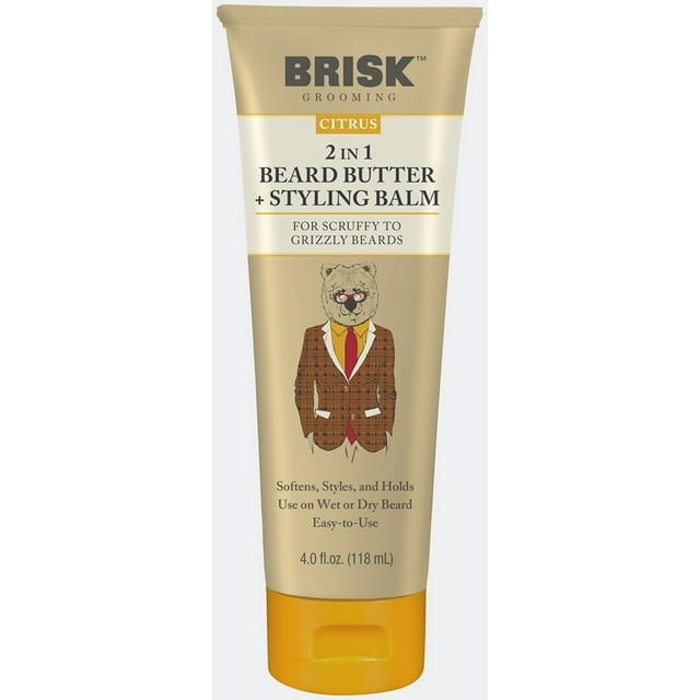 Brisk Grooming Citrus Beard Butter Styling Balm, 4 Oz