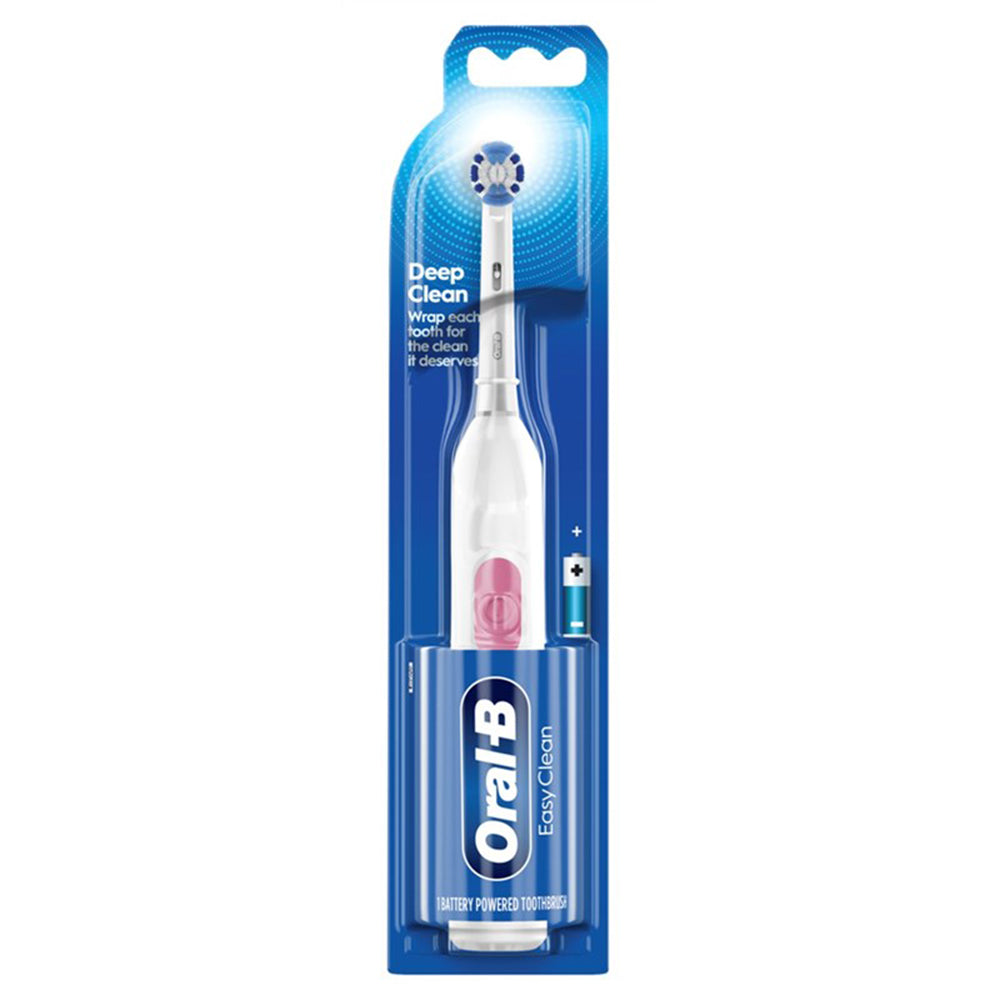 Oral B Toothbrush Easy Clean White Battery Powered Round Brush Head X Shaped Bristles 1Ea