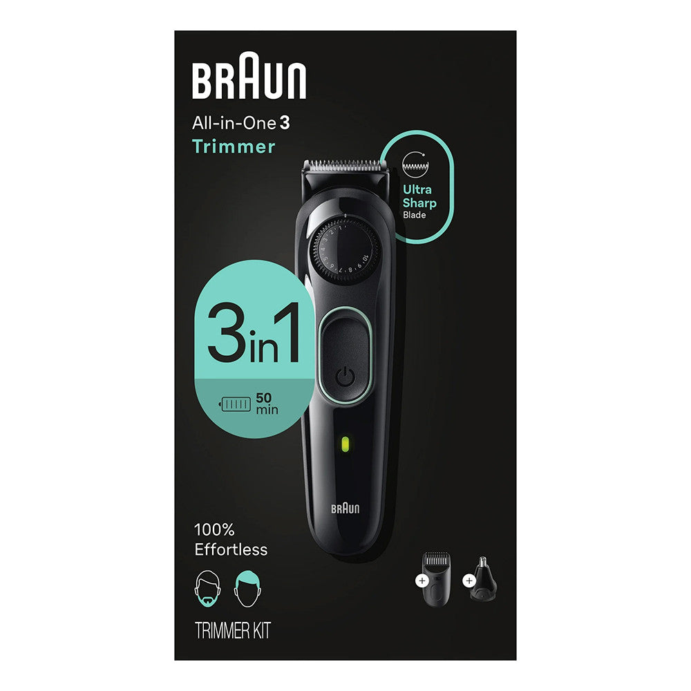 Braun Series 3 3430, 3-in-1 Electric Trimmer for Men, Black, 1 Ea