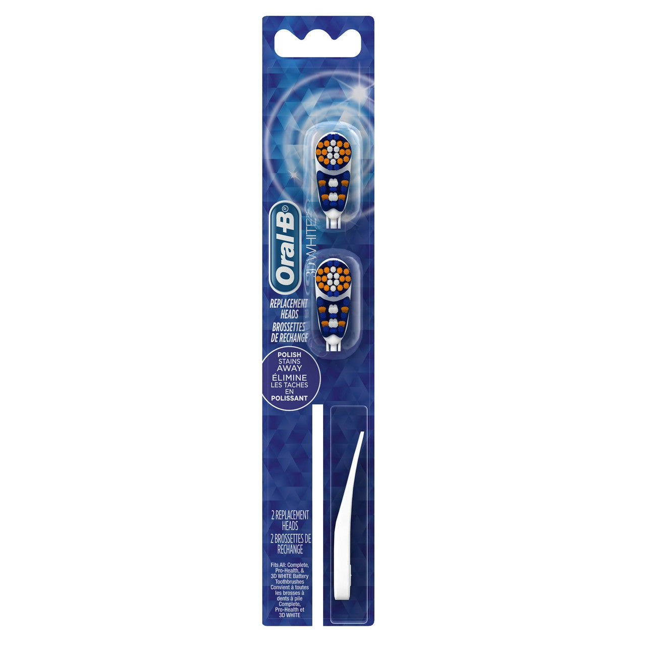 Oral B 3D White Battery Power Toothbrush Replacement Head, 2 Ea