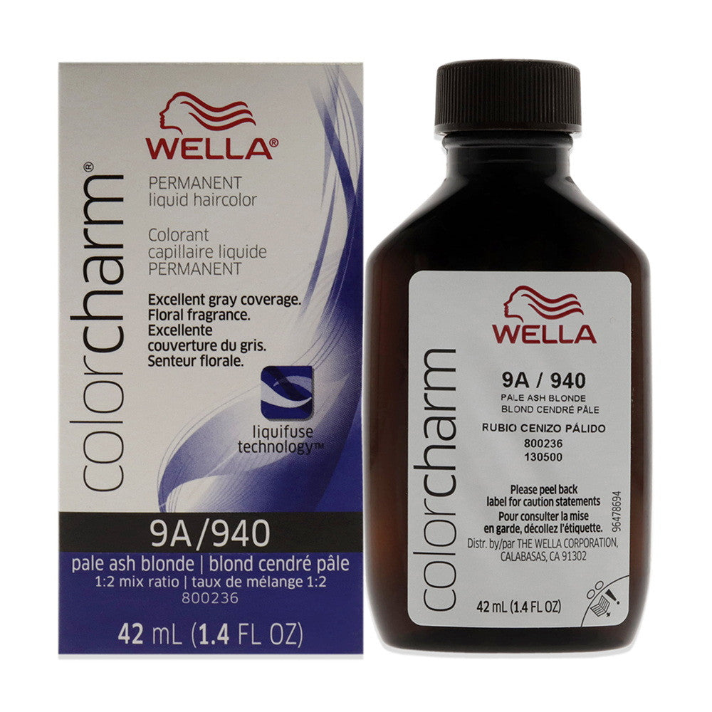Wella Color Charm Permanent Liquid Hair Color, 940 by 9A Pale Ash Blonde, 1.4 Oz