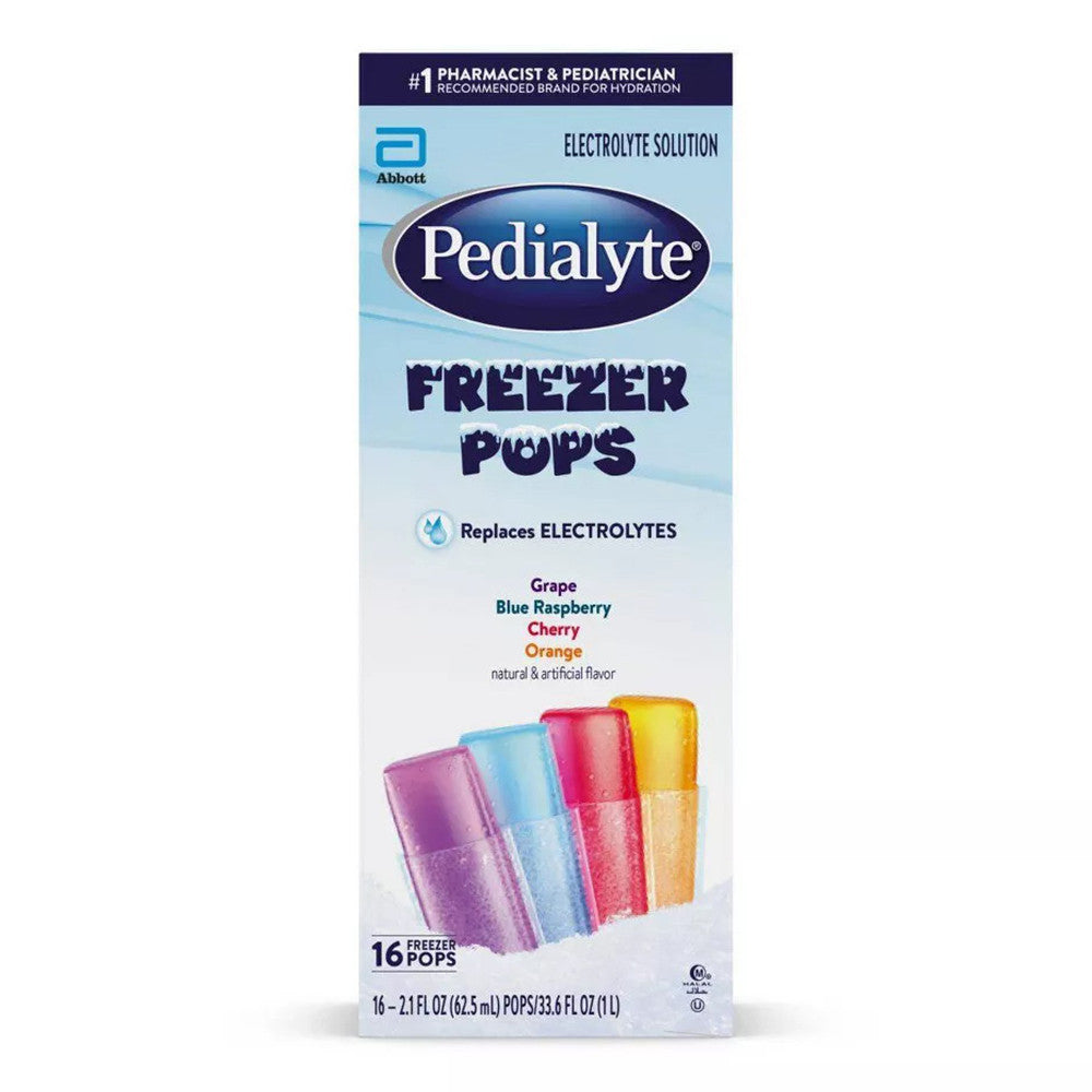 Pedialyte Electrolyte Solution Freezer Pops, 16 Ea
