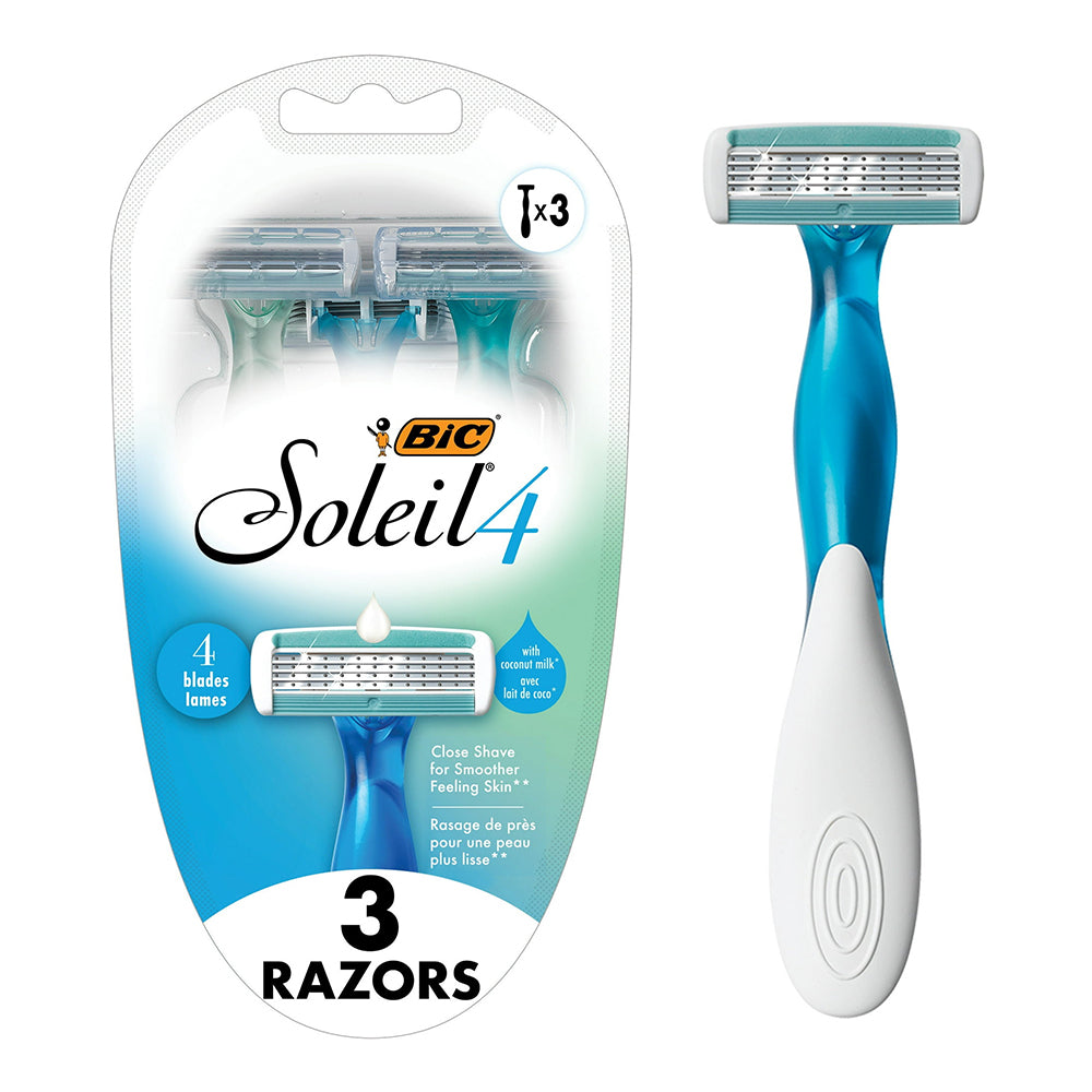 Bic Soleil 4 Womens 4 Blade Disposable Razors for Comfortable Shaving 3Ea
