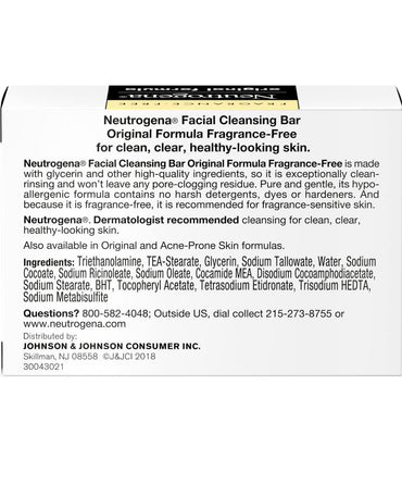 Neutrogena Transparent Facial Soap, Original Formula, Fragrance Free, 3.5 Oz
