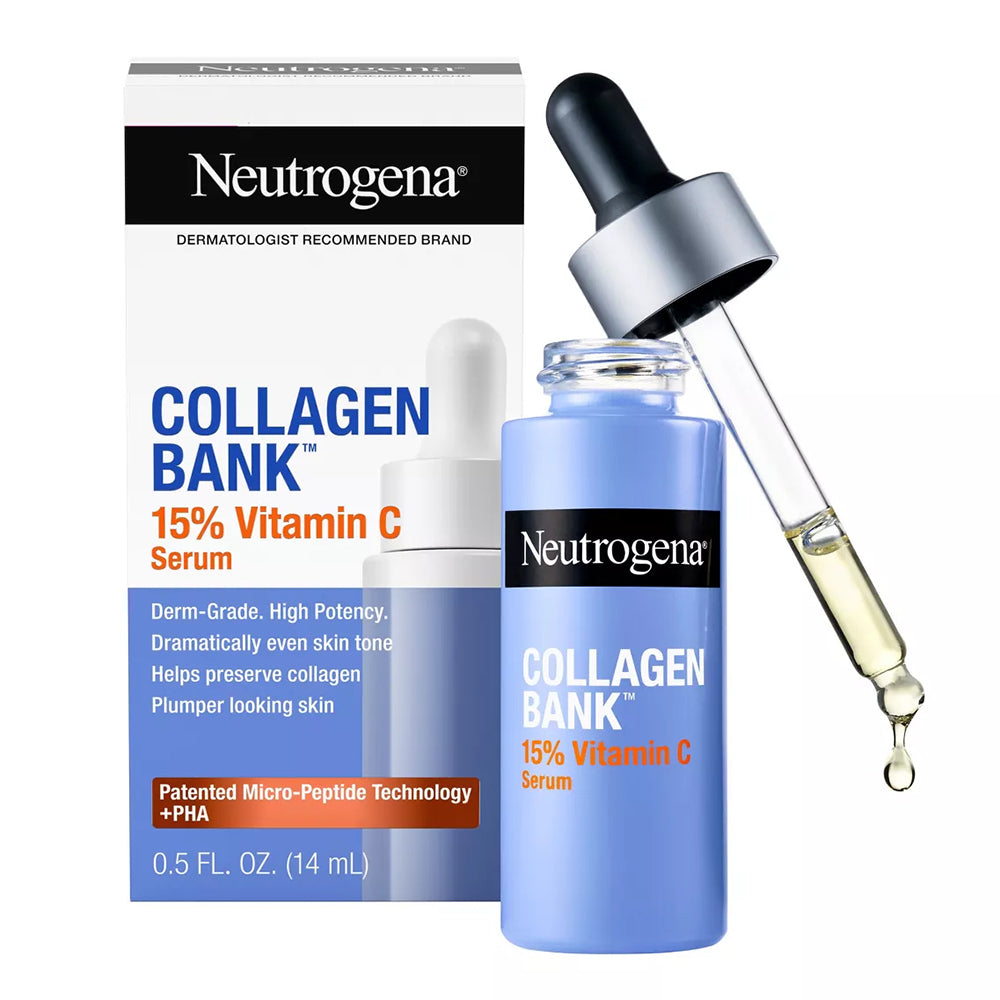 Neutrogena Collagen Bank 15 Percent Vitamin C Face Serum for Plumper Looking Skin 0.5Oz (14ml)