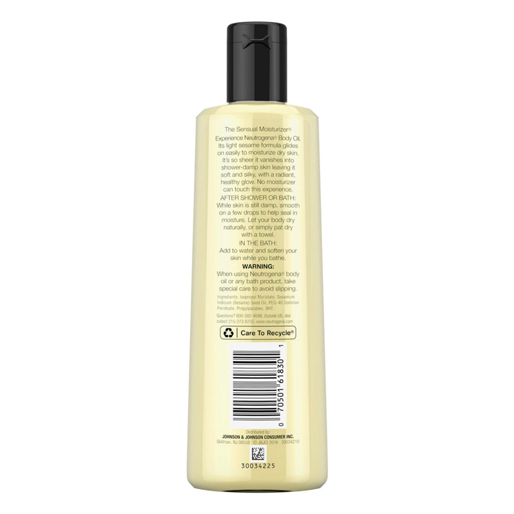 Neutrogena Body Oil With Light Sesame Formula, Fragrance Free, 8.5 Oz