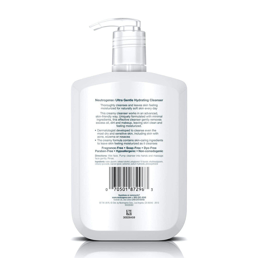 Neutrogena Ultra Gentle Hydrating Cleanser, Creamy Formula, 12 Oz