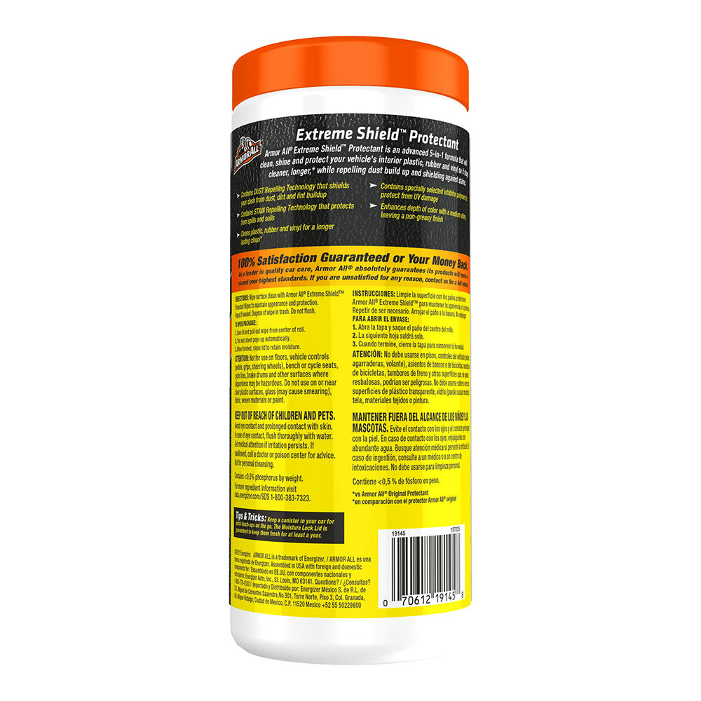 Armor All Extreme Shield Plus Protectant Wipes, 25 Ea