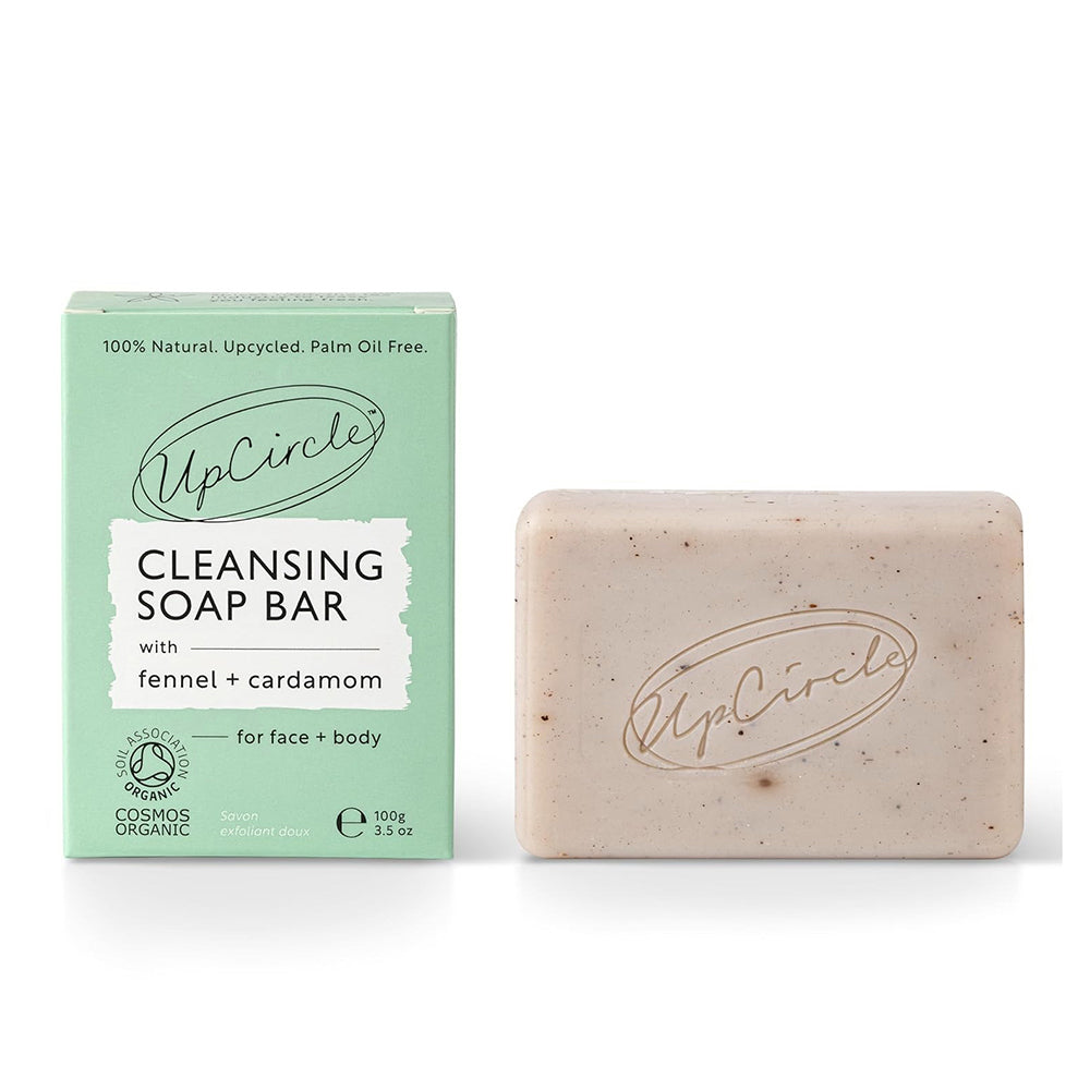 UpCircle Cleansing Soap Bar with Fennel and Cardamom for Face and Body Leaves Skin Hydrated and Smooth 3.5Oz (100g)