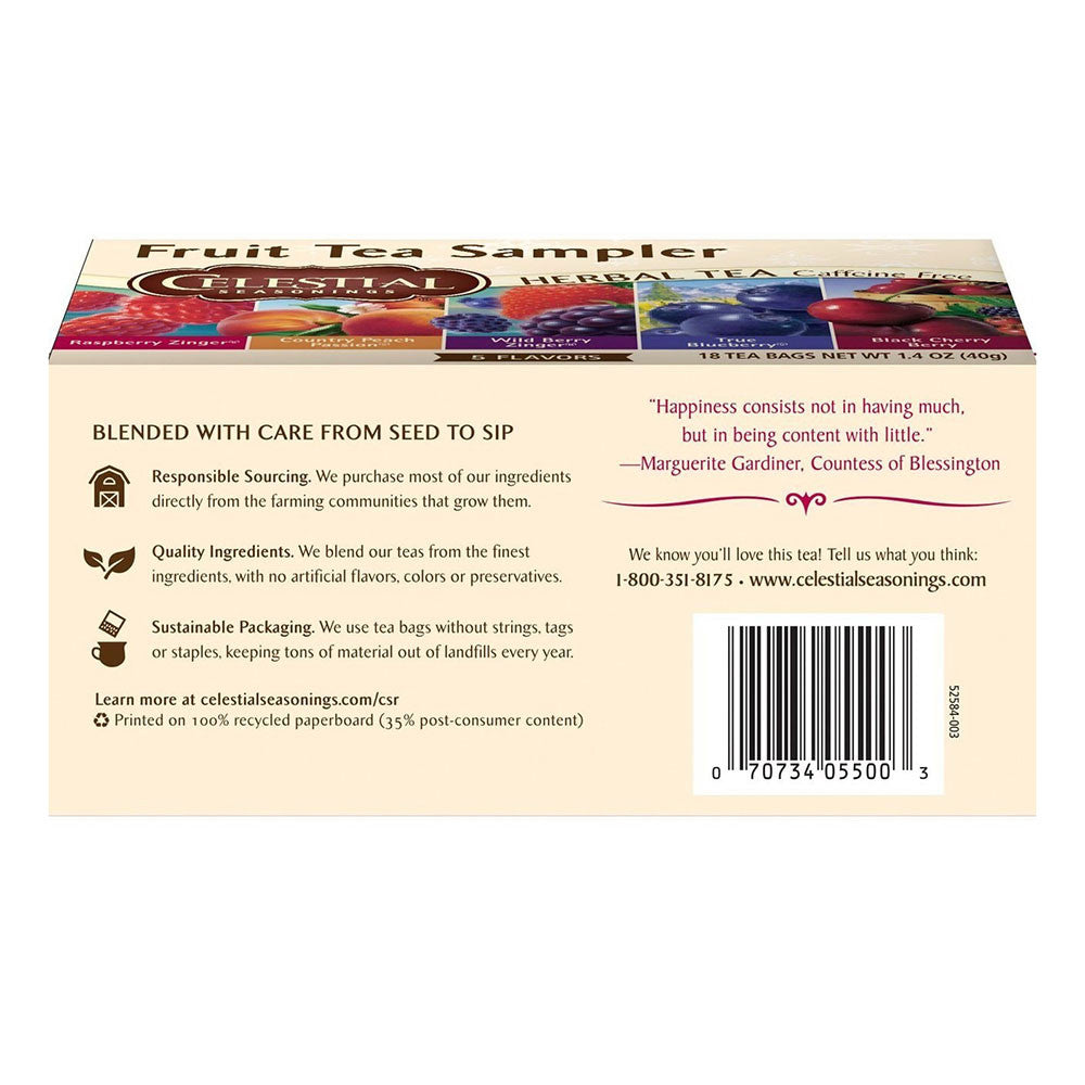 Celestial Seasonings Fruit Tea Sampler Herbal Tea, 18 Ea