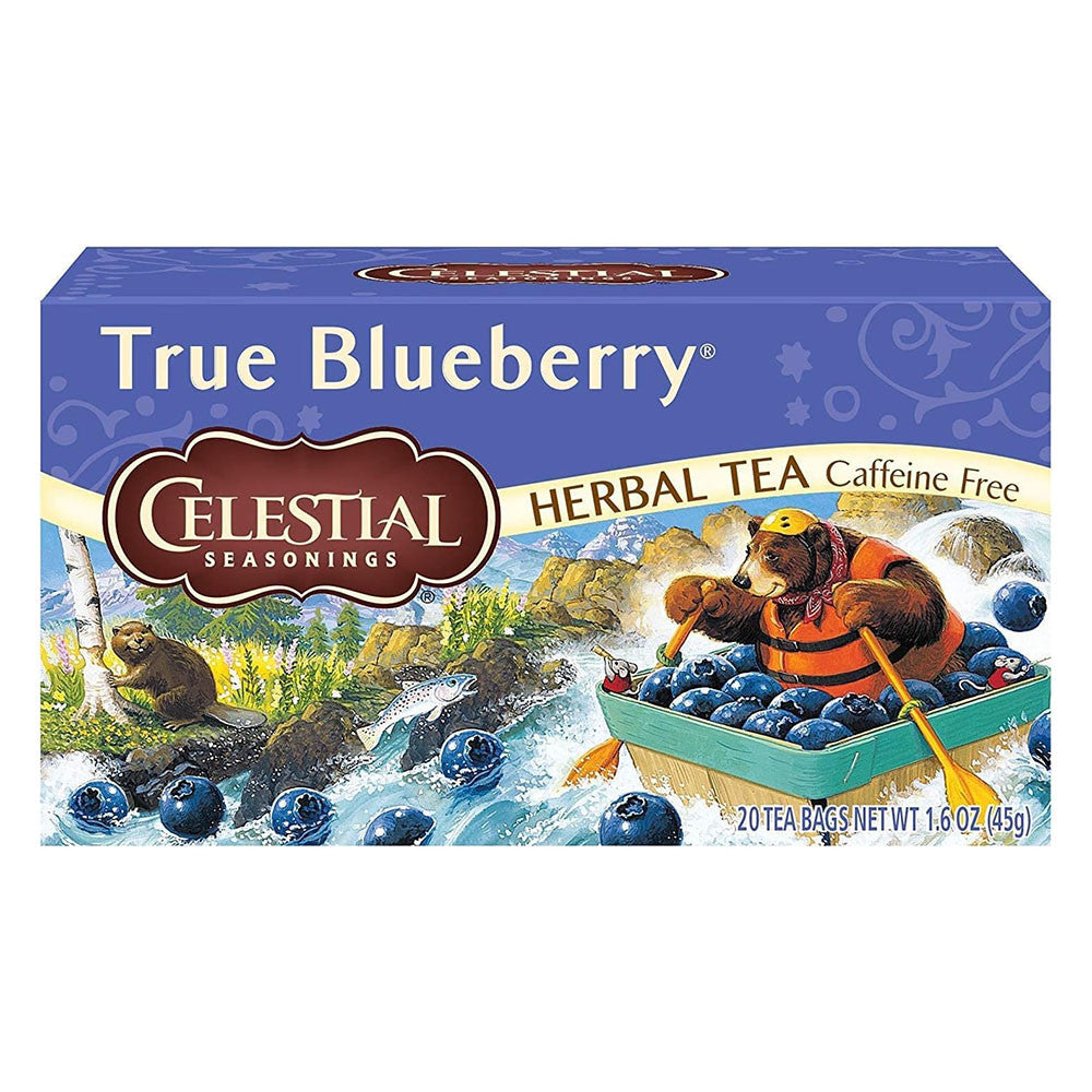 Celestial Seasoning Caffeine Free Natural Herbal Tea, True Blueberry - 20 Tea Bags