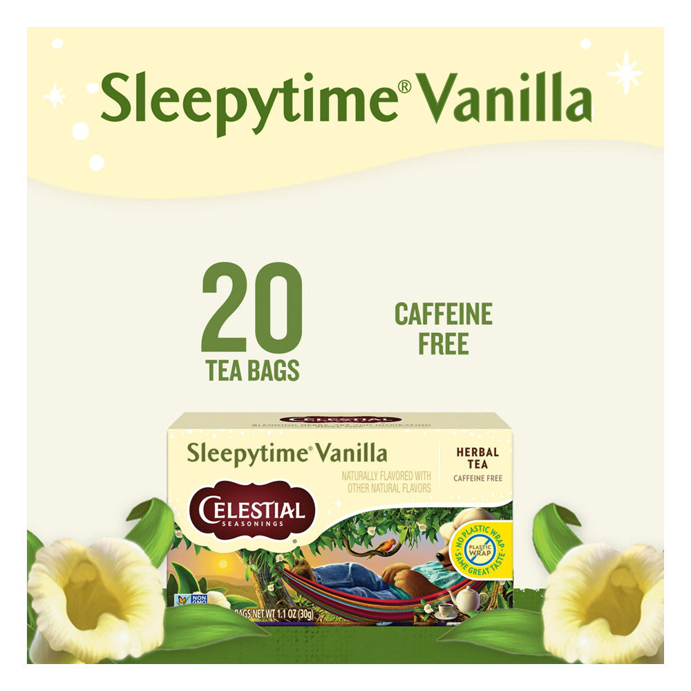 Celestial Seasonings Herbal Tea, Sleepytime Vanilla, Caffeine Free Sleep Tea Bags, 20 Ea
