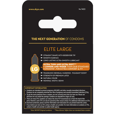 Lifestyles Skyn Non-Latex Lubricated Condoms, Large - 3 ea
