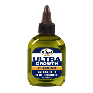 Difeel Mens Ultra Growth Natural Basil and Castor Oil Beard Growth Oil, 2.5 Oz