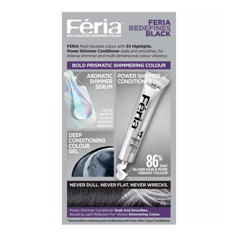 Loreal Feria Multi Faceted Shimmering Permanent Haircolor, 20 Black, 1 Ea