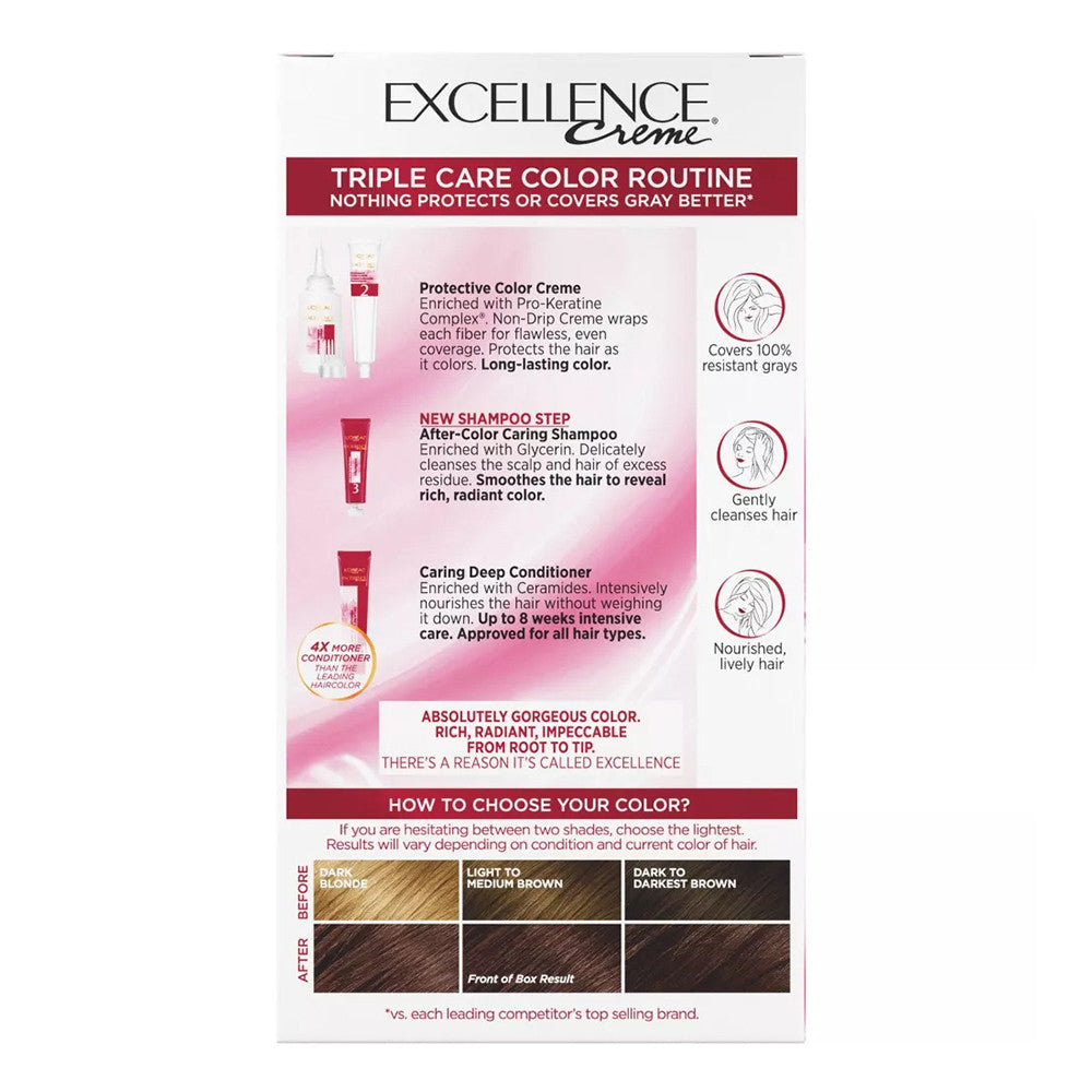Loreal Excellence Triple Protection Hair Color Creme, 5Ar Medium Maple Brown, 1 Ea