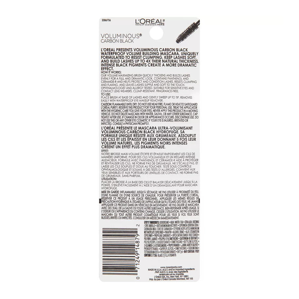 LOreal Paris Voluminous Mascara, 395 Waterproof Carbon Black, 0.28 Oz