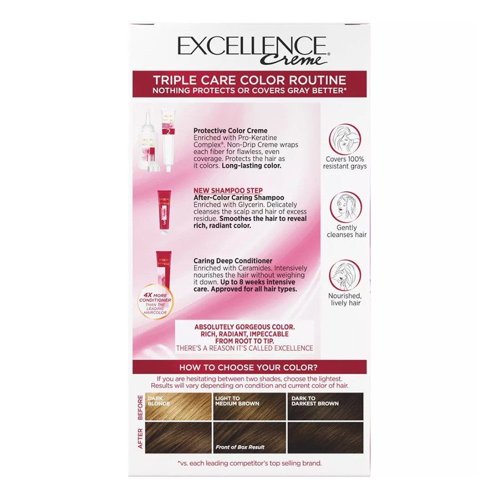Loreal Excellence Triple Protection Hair Color Creme, 5 Medium Brown, 1 Ea