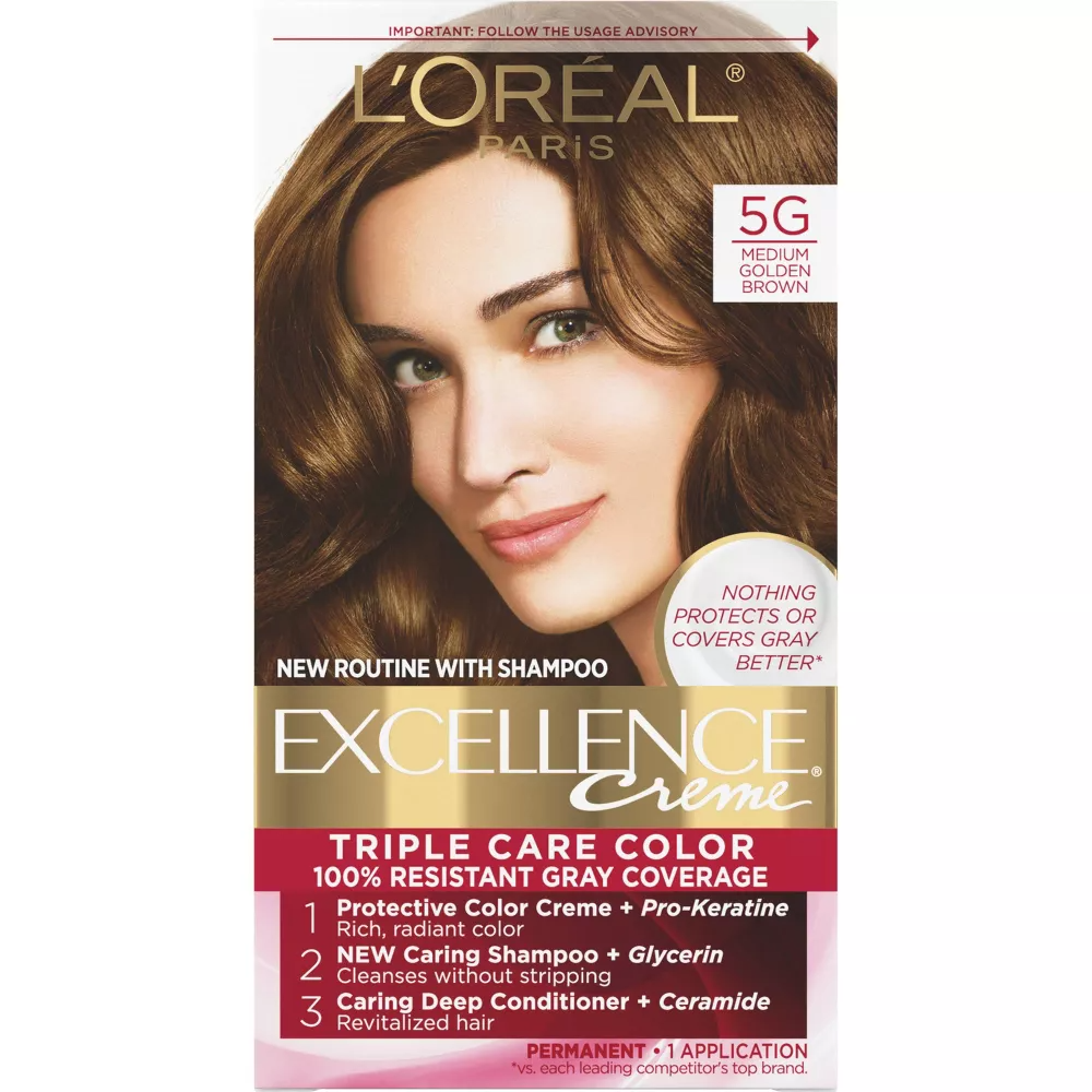 L'Oreal Paris Excellence Creme 5G Medium Golden Brown Hair Color, 1 Ea