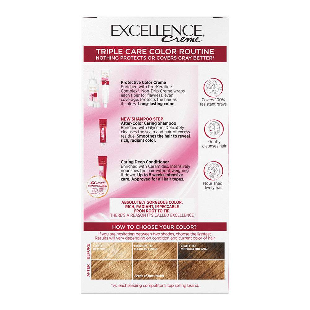 Loreal Excellence Triple Protection Hair Color Creme, 7G Dark Golden Blonde, 1 Ea