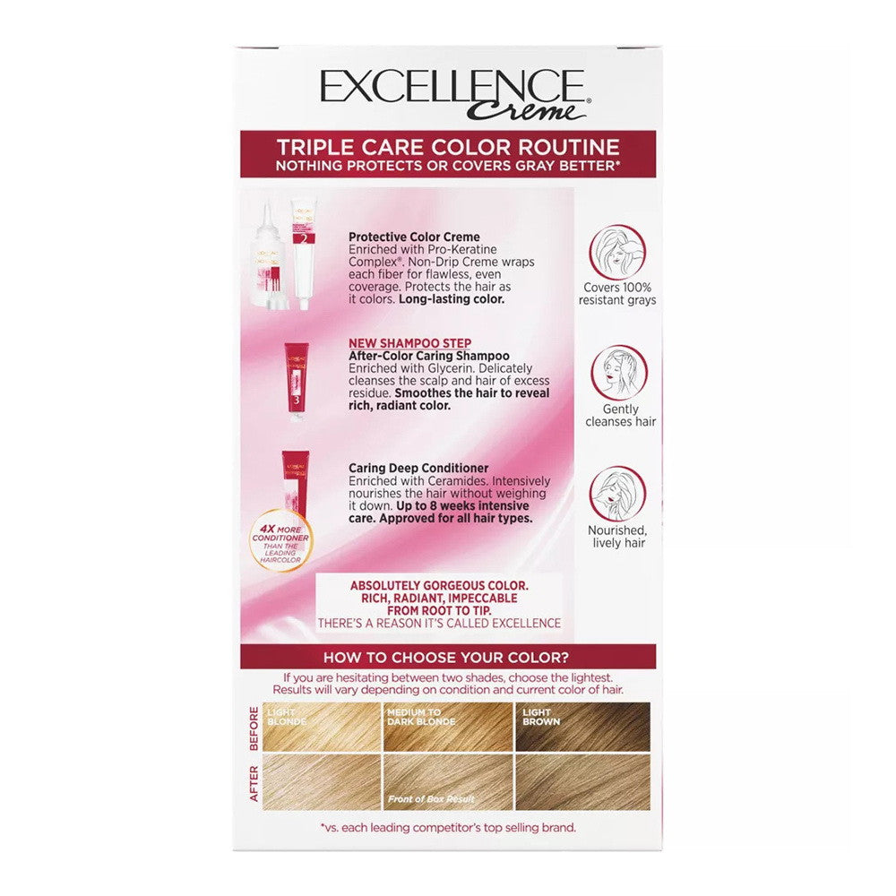 Loreal Excellence Triple Protection Hair Color Creme, 8.5A Champagne Blond, 1 Ea