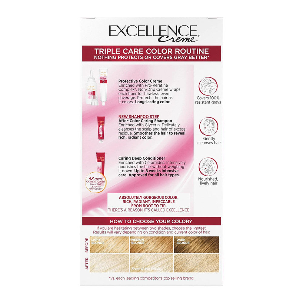 Loreal Excellence Triple Protection Hair Color Creme, 10 Lightest Ultimate Blonde, 1 Ea