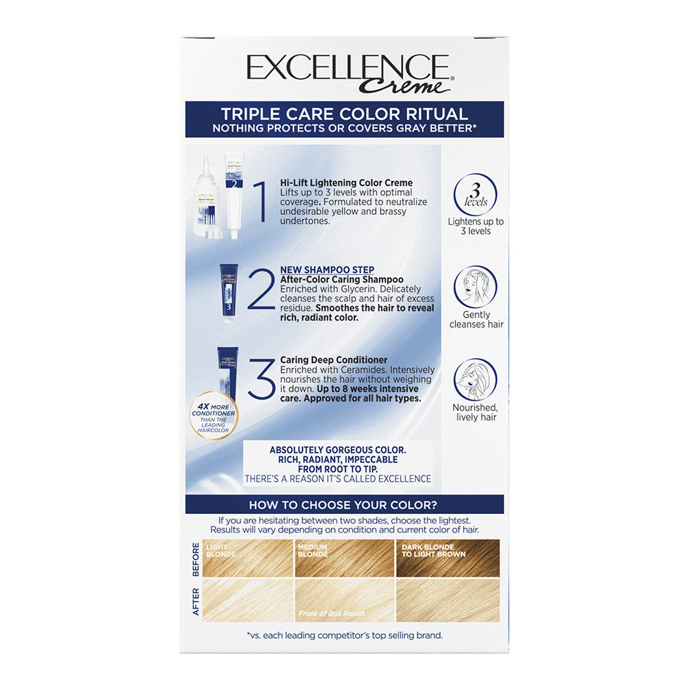 Loreal Excellence Triple Protection Hair Color Creme, 1 Extra Light Blonde, 1 Ea
