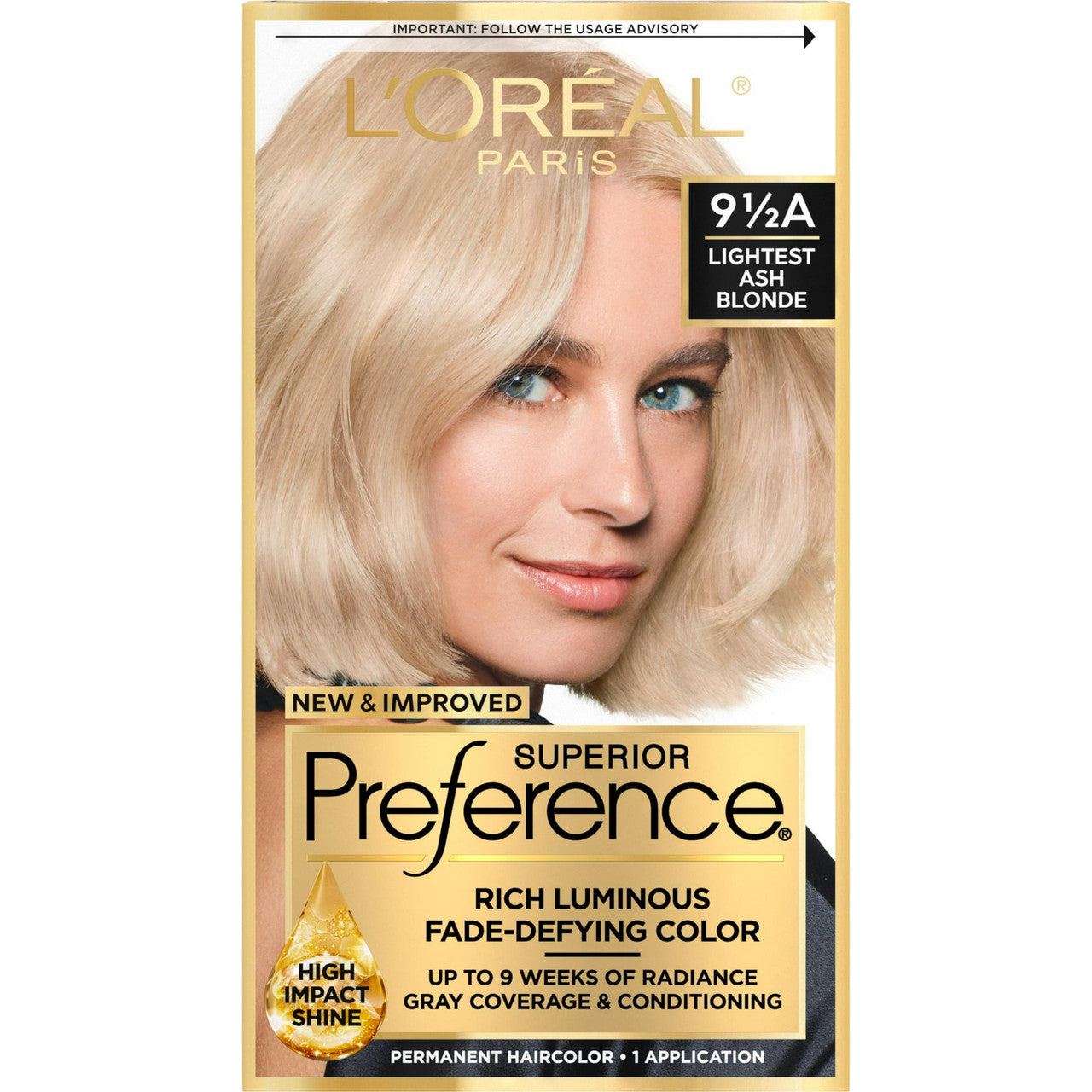 Loreal Superior Preference Hair Color, 9.5A Extra Light Ash Blonde - 1 Ea