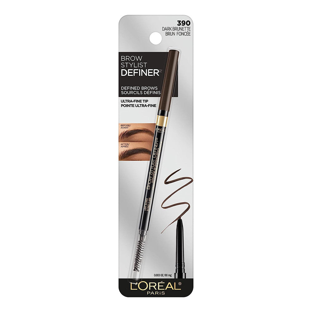 LOreal Paris Brow Stylist Definer Eyebrow Pencil, 390 Dark Brunette, 1 Ea