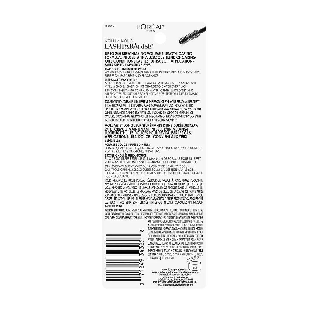 LOreal Paris Voluminous Lash Paradise Mascara, Black, 1 Ea