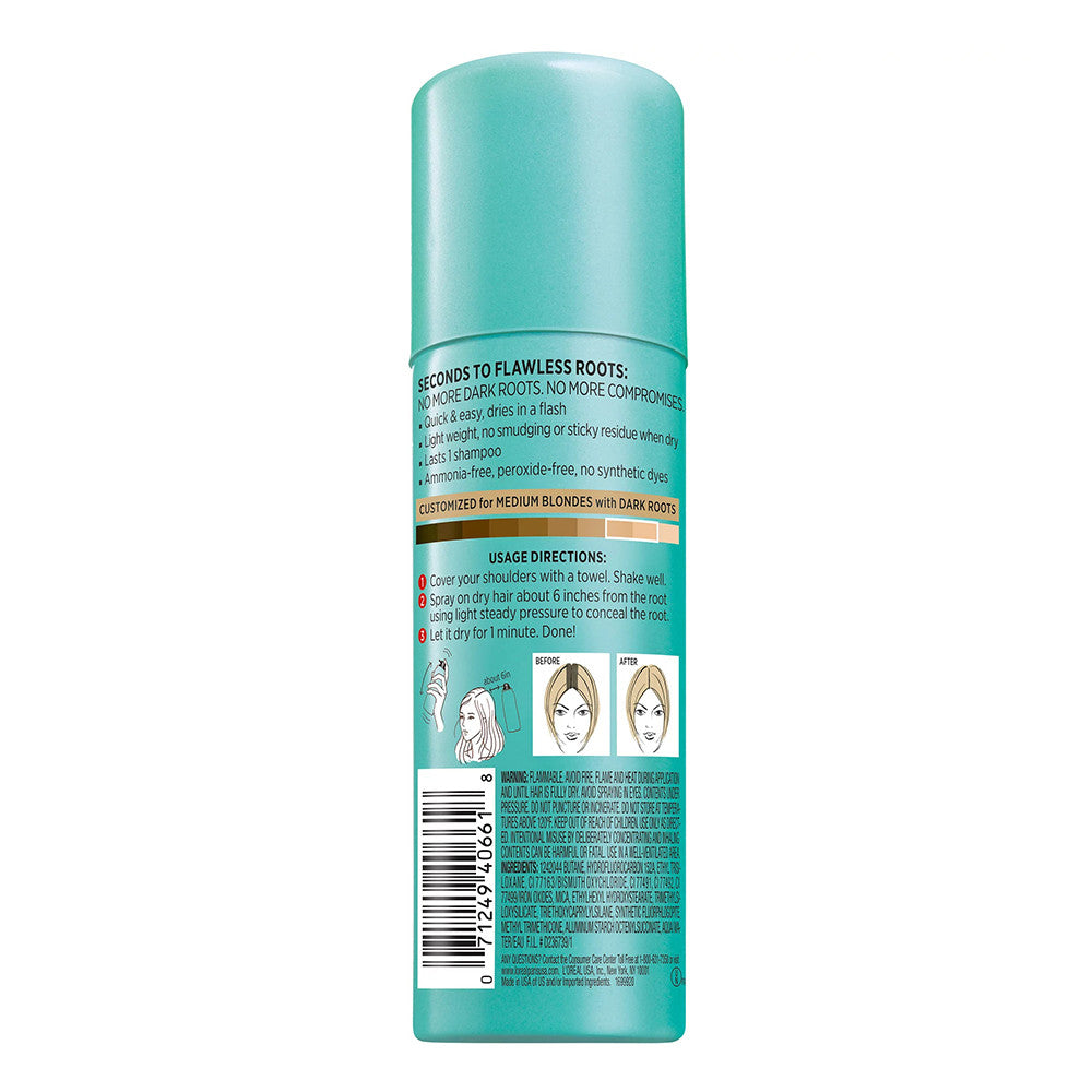 LOreal Paris Magic Root Cover Up Temporary Dark Root Concealer Spray, Medium Blonde, 2 Oz