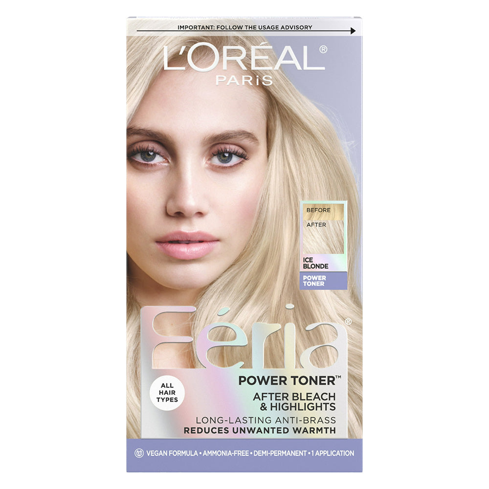 Loreal Paris Feria Power Toner Ice Blonde for Neutralizing Brass and Enhancing Cool Tones 1Ea