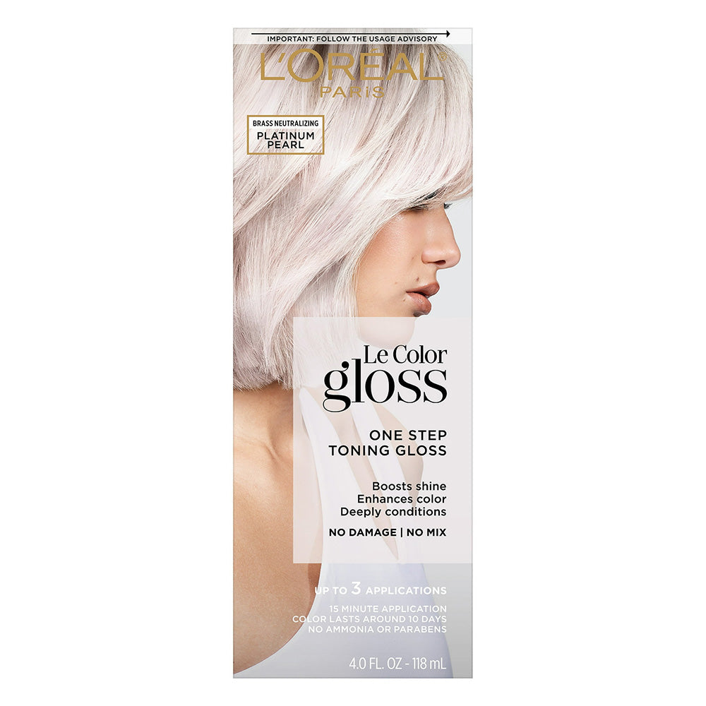 Loreal Paris Le Color Gloss Platinum Pearl Hair Treatment Brass Neutralizing and Shine Enhancer 4Oz (118ml)