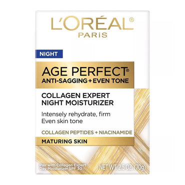 LOreal Paris Age Perfect Collagen Expert Anti Aging Night Moisturizer For Face, 2.5 Oz