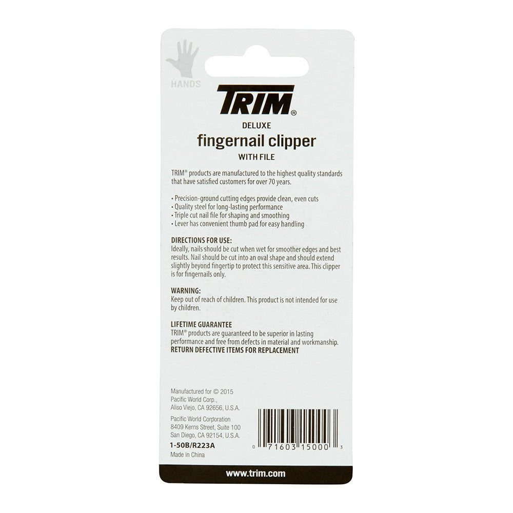 Trim Nail Care Deluxe Finger Nail Clipper with File, 1 Ea