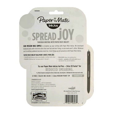 Paper Mate InkJoy Stylos Ballpoint Pens, Medium Point, Black, 8 Ea