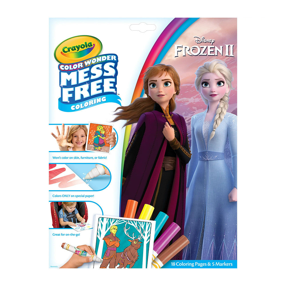 Crayola Color Wonder Mess Free Frozen2 Coloring Pages, 18 Pages 5 Markers, 1 Ea