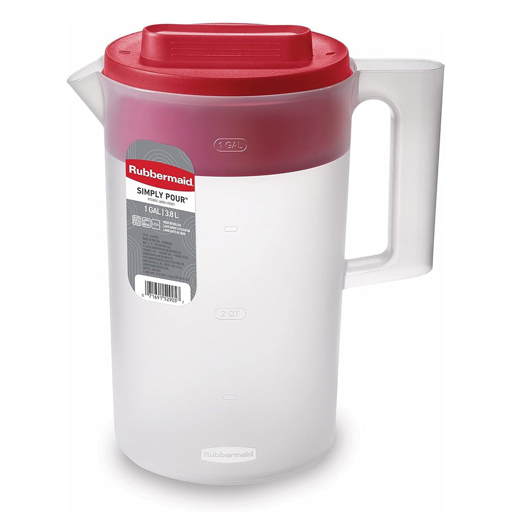 Rubbermaid Simply Pour Plastic Pitcher with Multifunction Lid 1Gallon