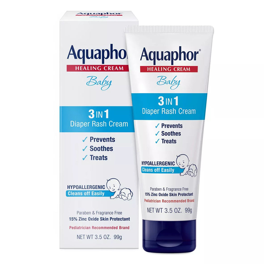 Aquaphor Baby 3 in 1 Diaper Rash Cream Prevents Soothes and Heals Delicate Skin 3.5Oz (99g)