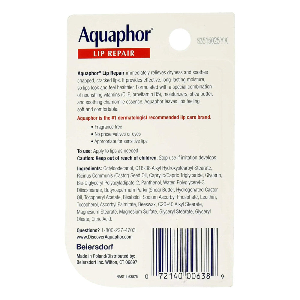 Aquaphor Lip Repair Ointment Immediate Relief, 0.35 Oz