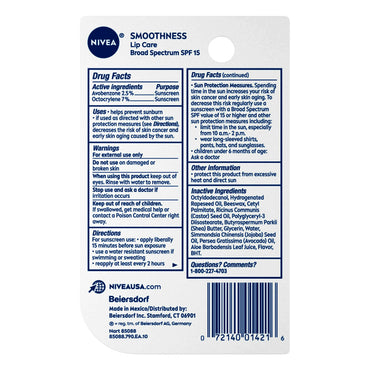 Nivea Smoothness nourishing moisture Lip Balm Spf 15, 0.17 Oz