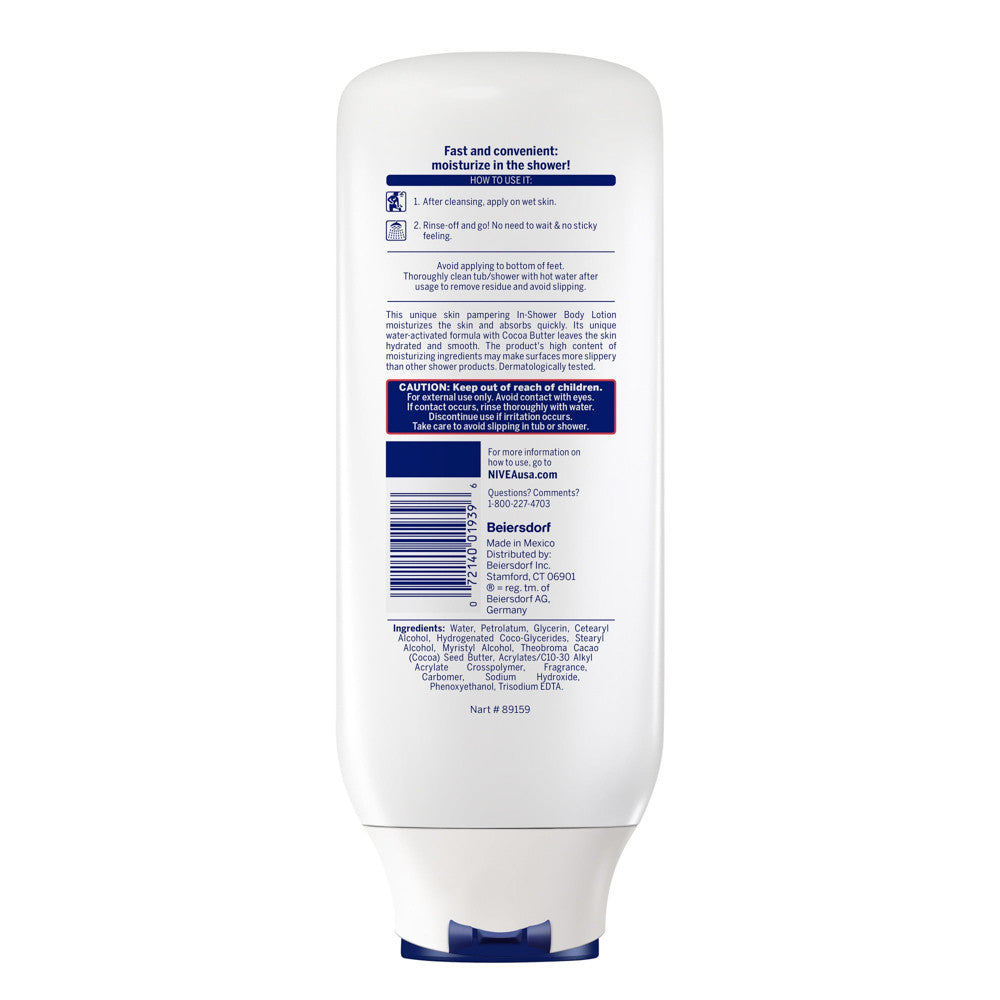Nivea In-Shower Body Lotion With Cocoa Butter For Dry To Very Dry Skin - 13.5 oz