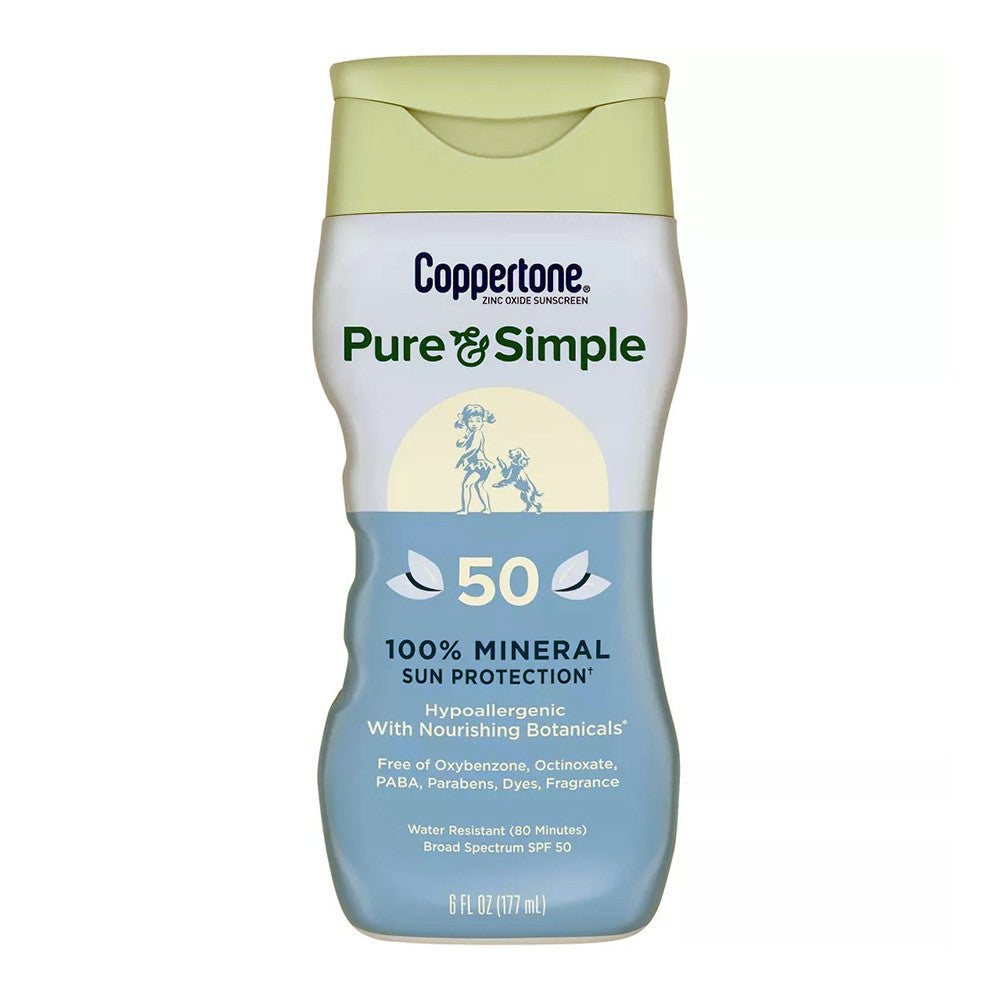 Coppertone Pure And Simple Mineral Sunscreen Lotion With Zinc Oxide SPF 50, 6 Oz